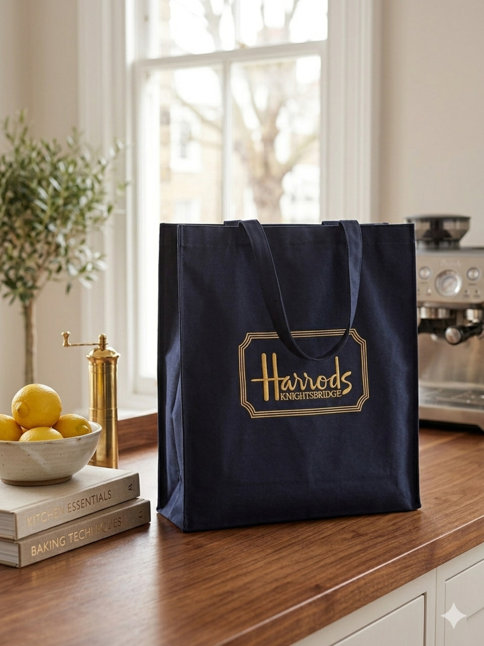 Vintage Harrods Knightsbridge Black Gold Reusable Tote Bag